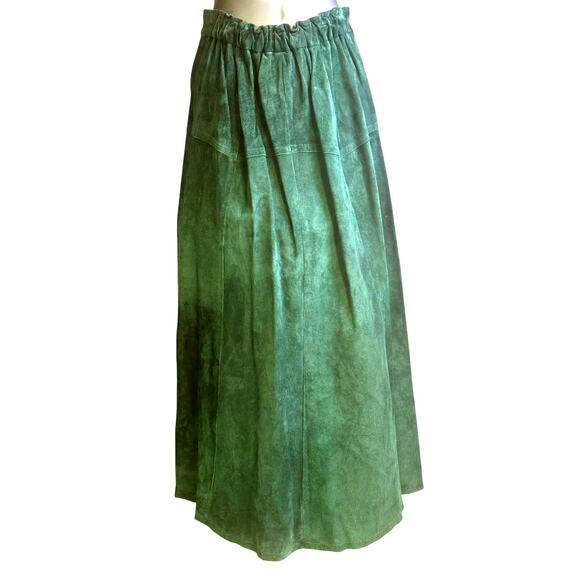 S.H.E. for Austin Collection Green Suede Long Silver Button Down Western Skirt-8 - Picture 1 of 13